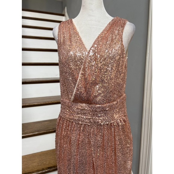 Kate Kasin Sequin Dress Sleeveless Maxi Evening ROSE GOLD. Size 12. Worn Once - Picture 3 of 10